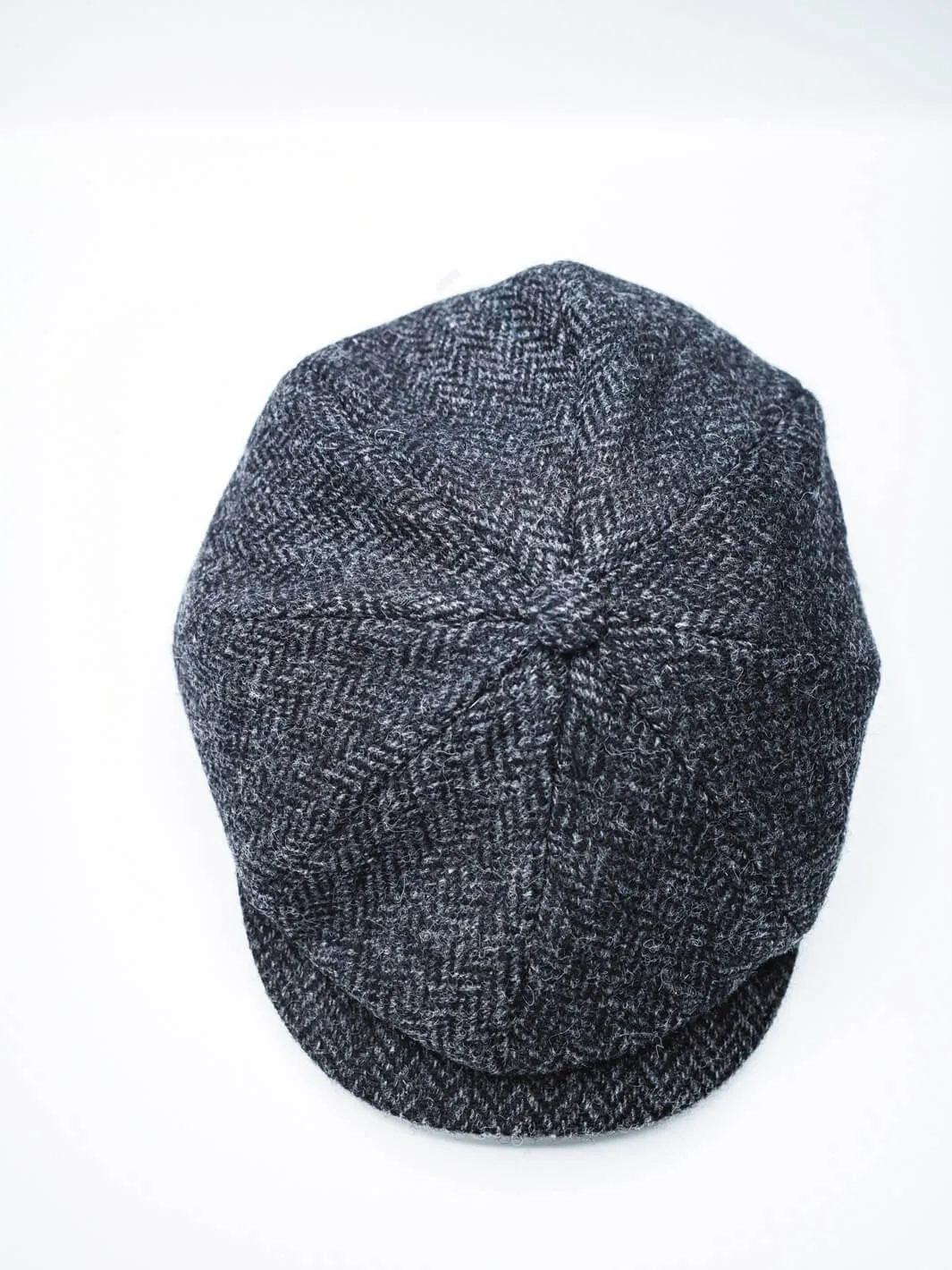 Herringbone Tweed Newsboy Cap - Gunmetal