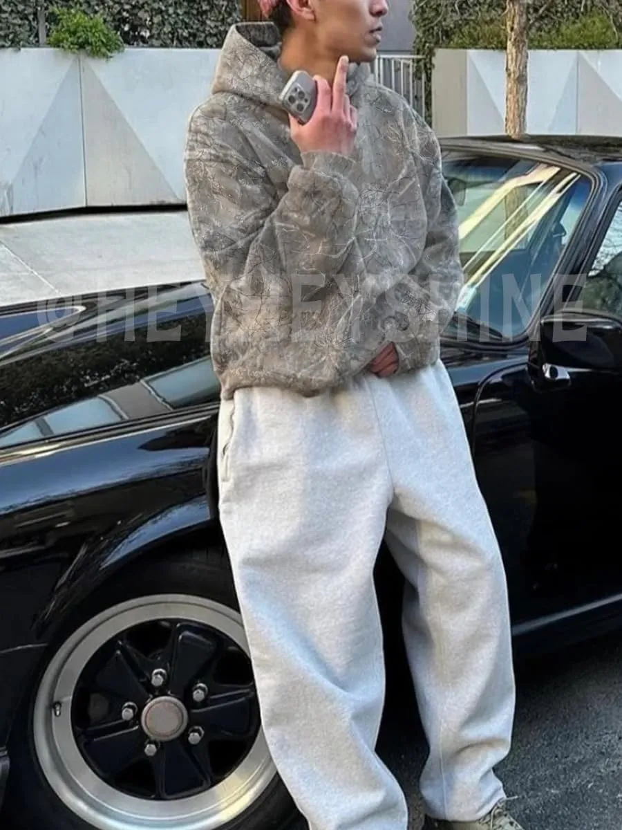 Heyheyshine Oversized Leopard Print Hoodie - Y2K Camo Vintage 2000s Streetwear Zipper Cardigan
