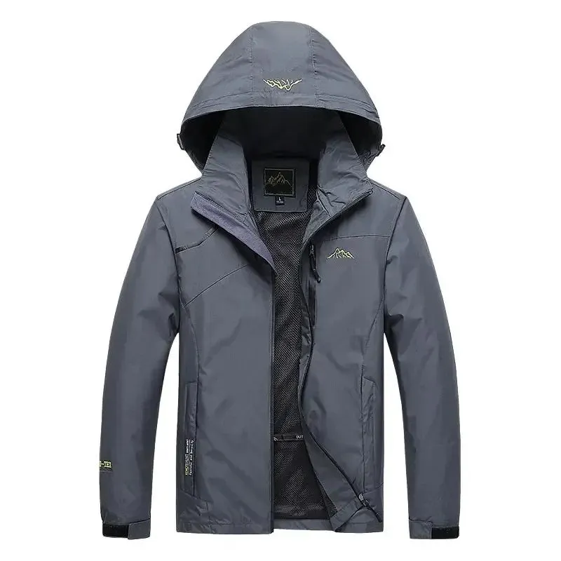Hiking Jacket With Front Zip Detachable Hood 3 Pockets