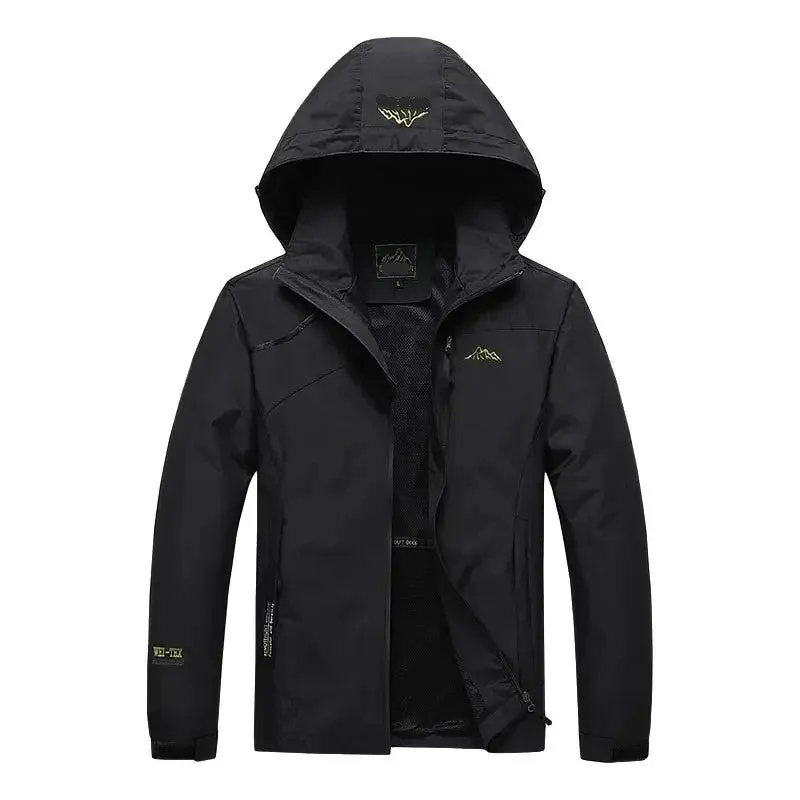 Hiking Jacket With Front Zip Detachable Hood 3 Pockets