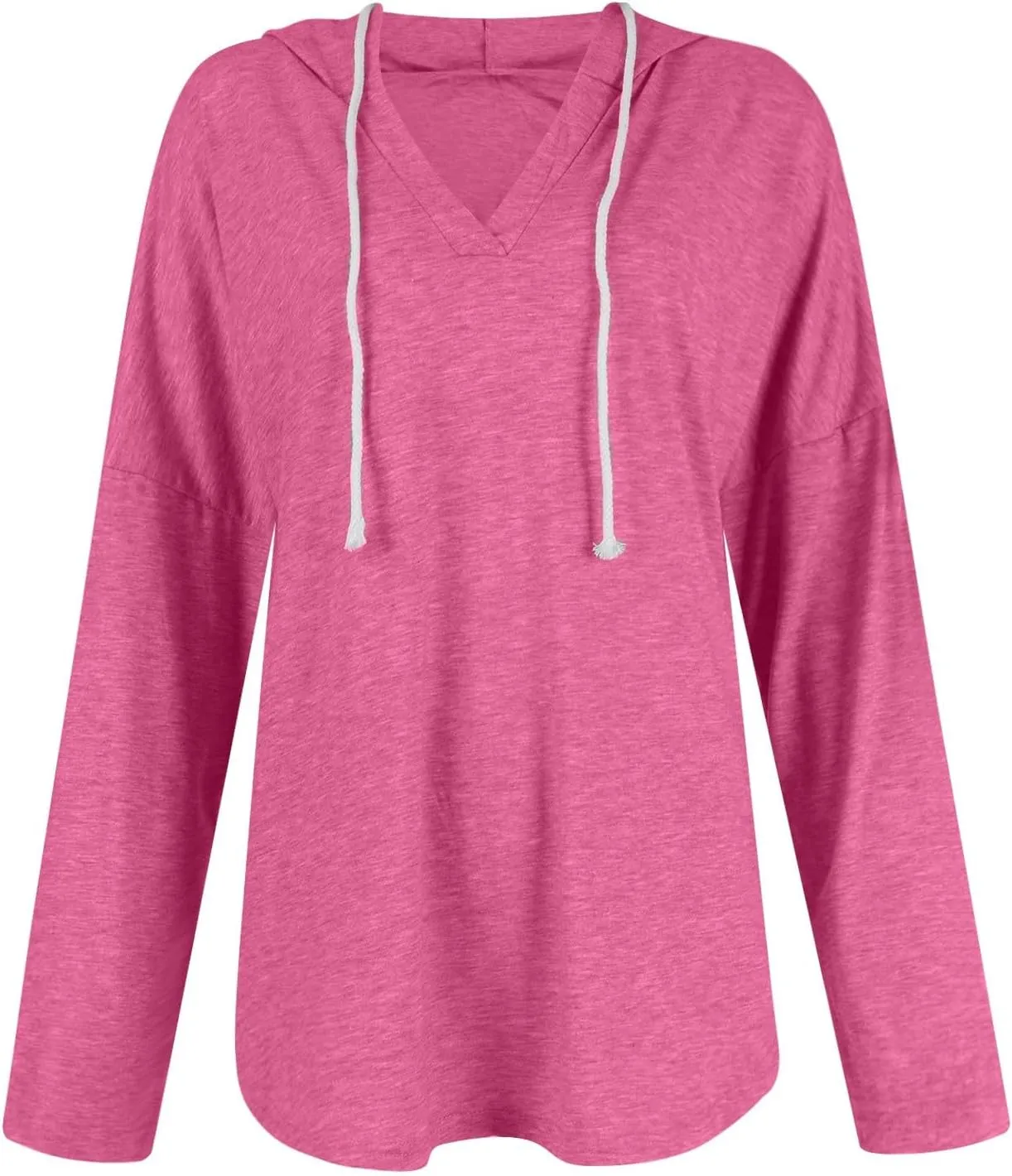 Hoodies for Women Trendy Winter Vneck Sweatshirts Oversized Long Sleeve Tshirts Loose Fit Plain Color Sweatshirts