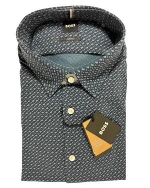 Hugo Boss Shirt Midnight Gray Pattern - XL Slim Fit REDUCED - SALE