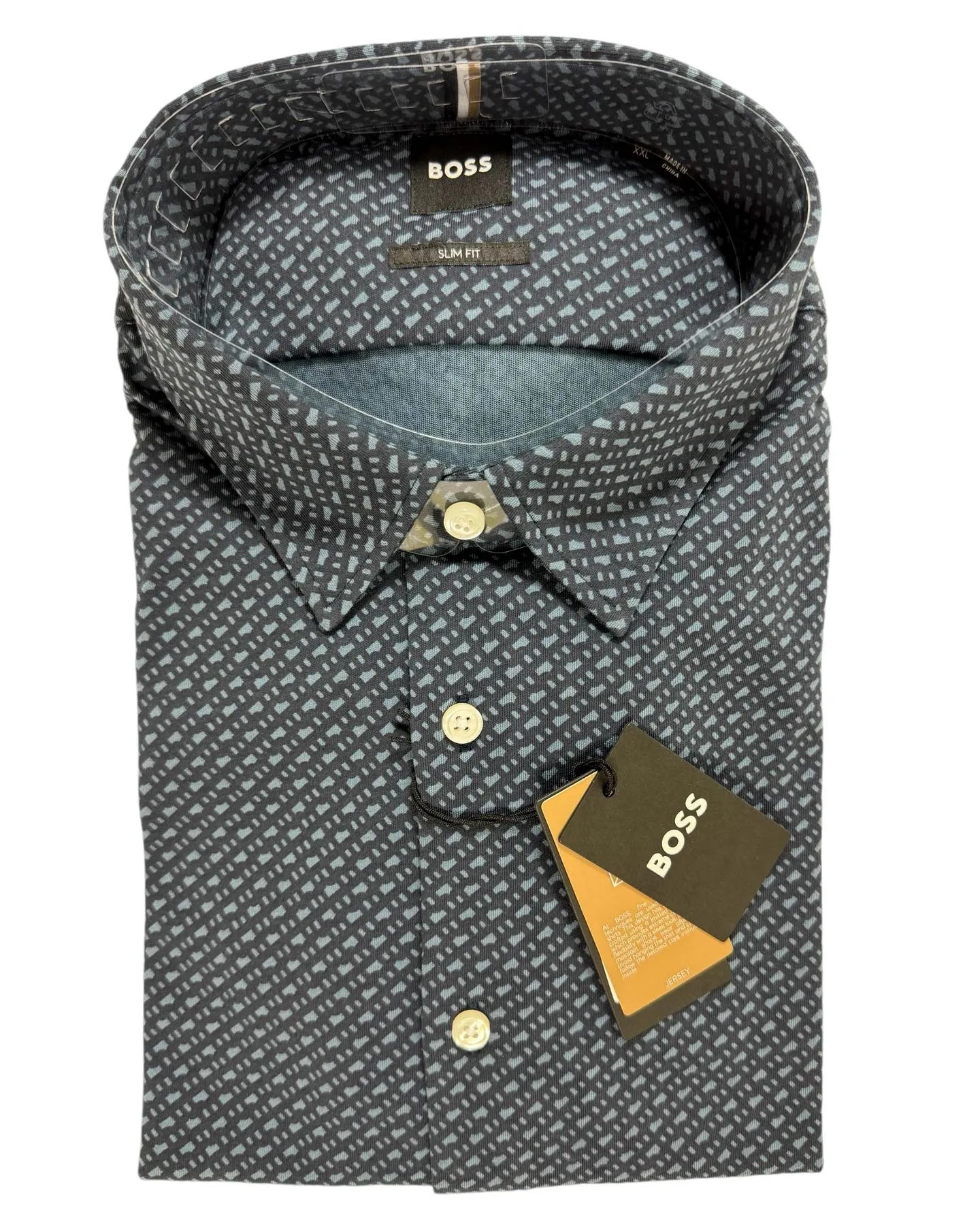 Hugo Boss Shirt Midnight Gray Pattern - XL Slim Fit REDUCED - SALE