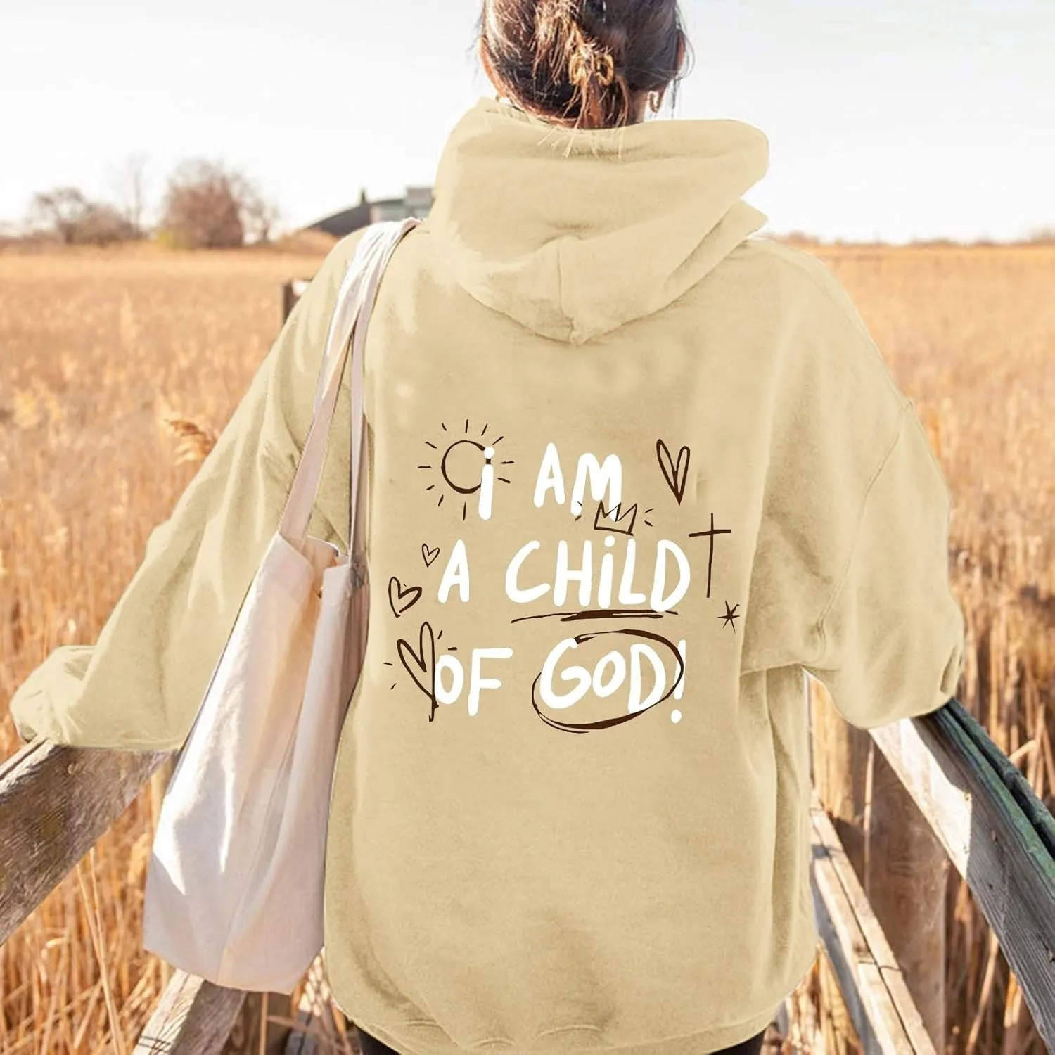 I Am A Child of God Hoodie Christian Sweatshirts for Women Faith Religious God Pullover Long Sleeve Tops with Pocket