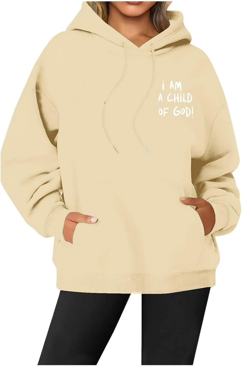 I Am A Child of God Hoodie Christian Sweatshirts for Women Faith Religious God Pullover Long Sleeve Tops with Pocket