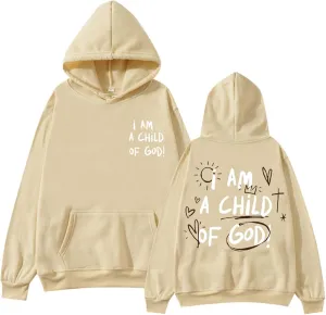 I Am A Child of God Hoodie Christian Sweatshirts for Women Faith Religious God Pullover Long Sleeve Tops with Pocket