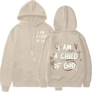 I Am A Child of God Hoodie Christian Sweatshirts for Women Faith Religious God Pullover Long Sleeve Tops with Pocket