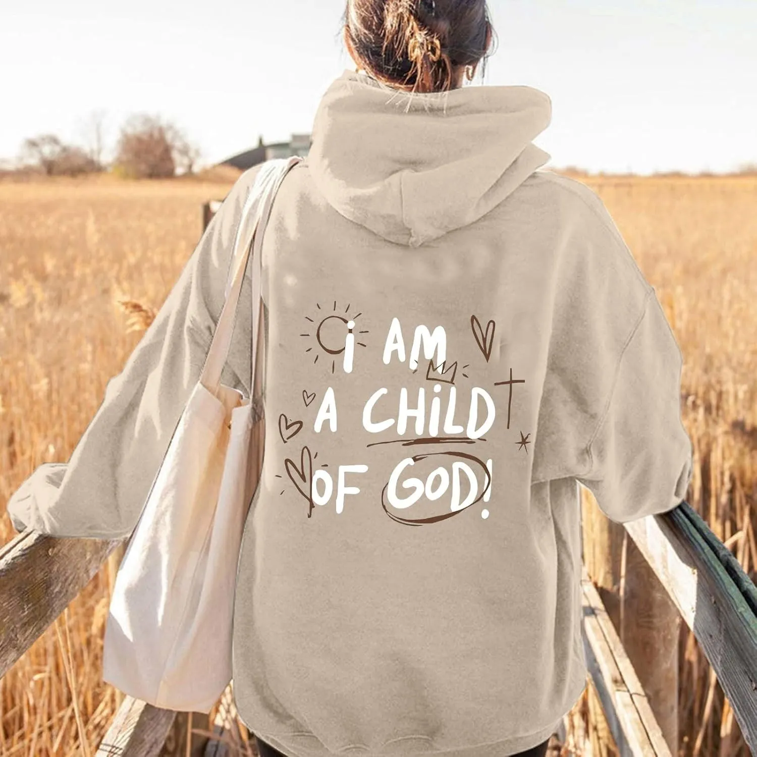 I Am A Child of God Hoodie Christian Sweatshirts for Women Faith Religious God Pullover Long Sleeve Tops with Pocket