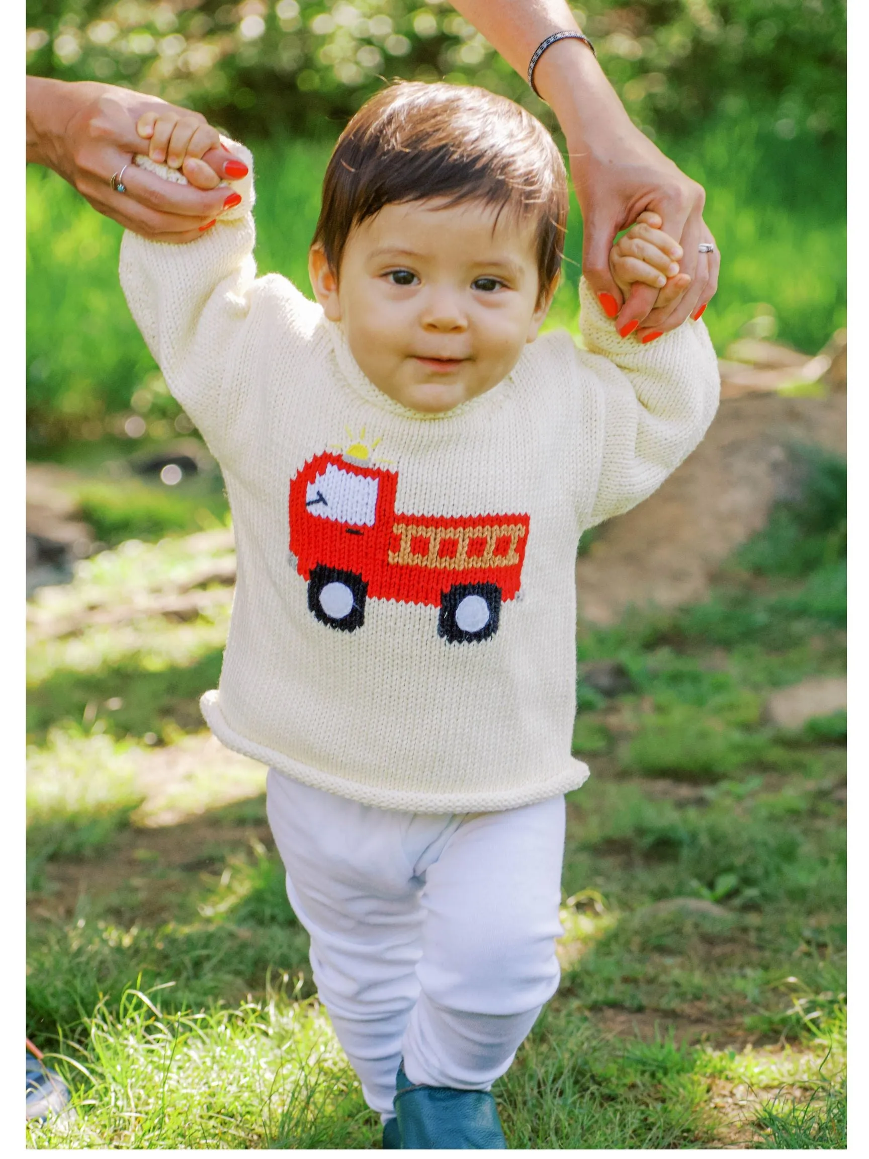 Ivory Firetruck Roll Neck Sweater