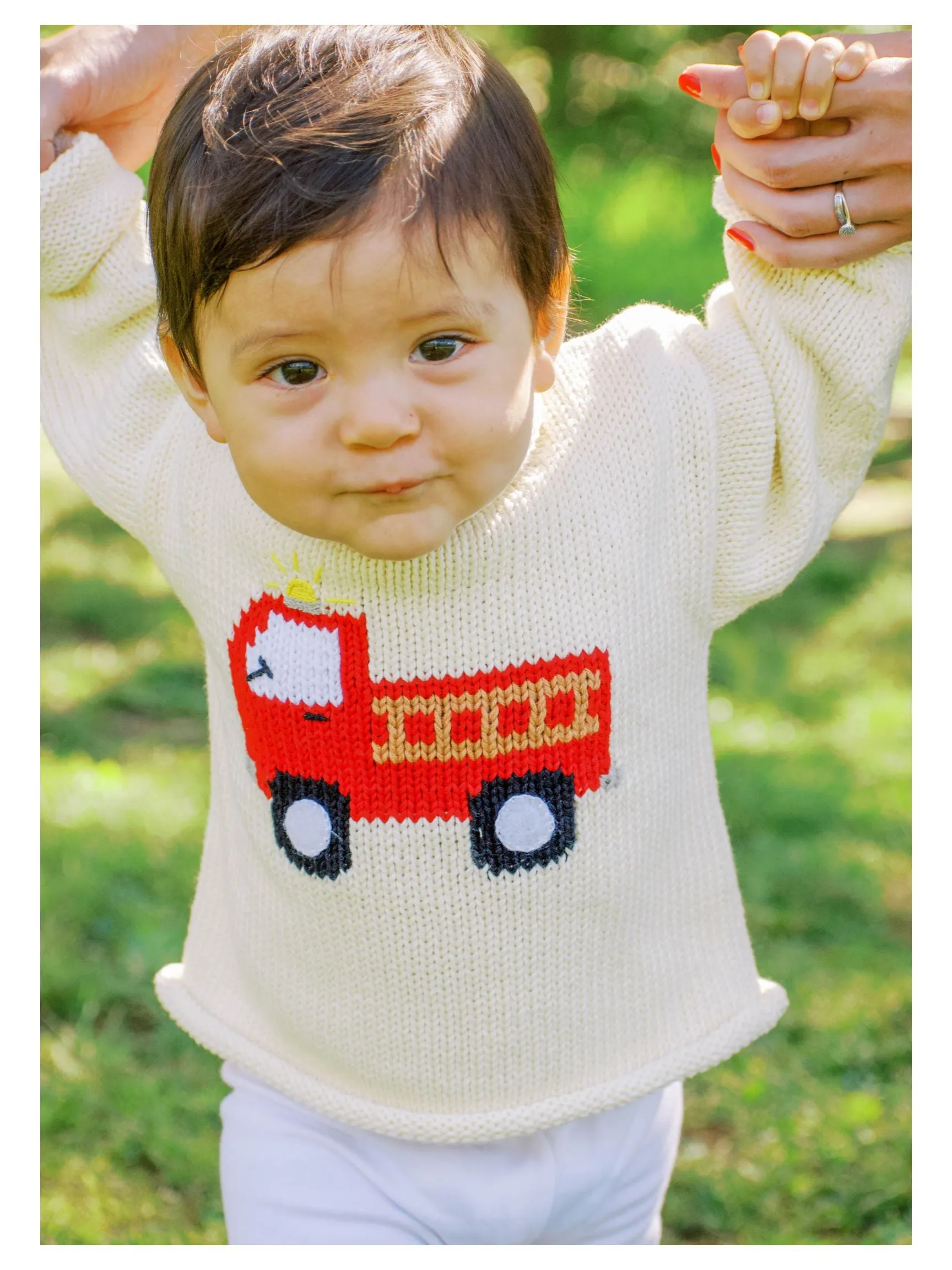 Ivory Firetruck Roll Neck Sweater