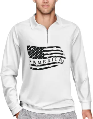 Jamaican Flag Men's Lapel Neck Polo- Shirts Slim Fit Long Sleeve Golf T-Shirts Casual Tees
