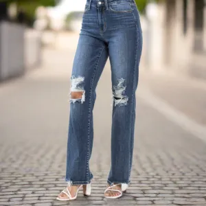 Judy Blue Hi-waist 90’s Knee Destroy Strait