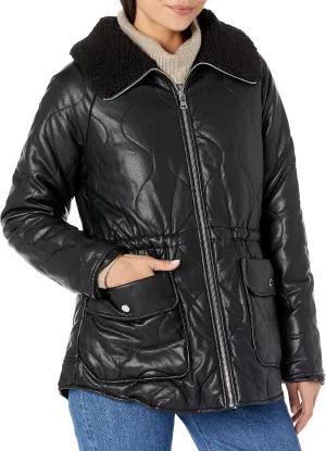 Kenneth Cole Women's Belted Faux Leather Jacket
