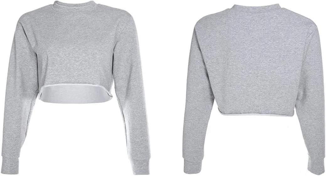 Kyerivs Casual Crop Sweatshirt for Women Crewneck Cropped Shirts Workout Long Sleeve Crop Tops