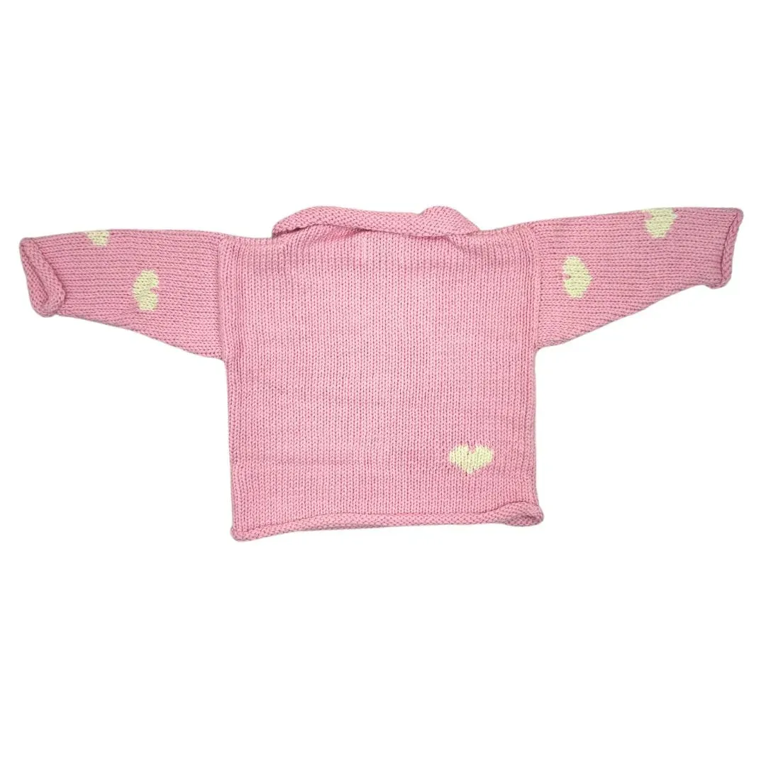 Light Pink and Ivory All Over Hearts Roll Neck Sweater