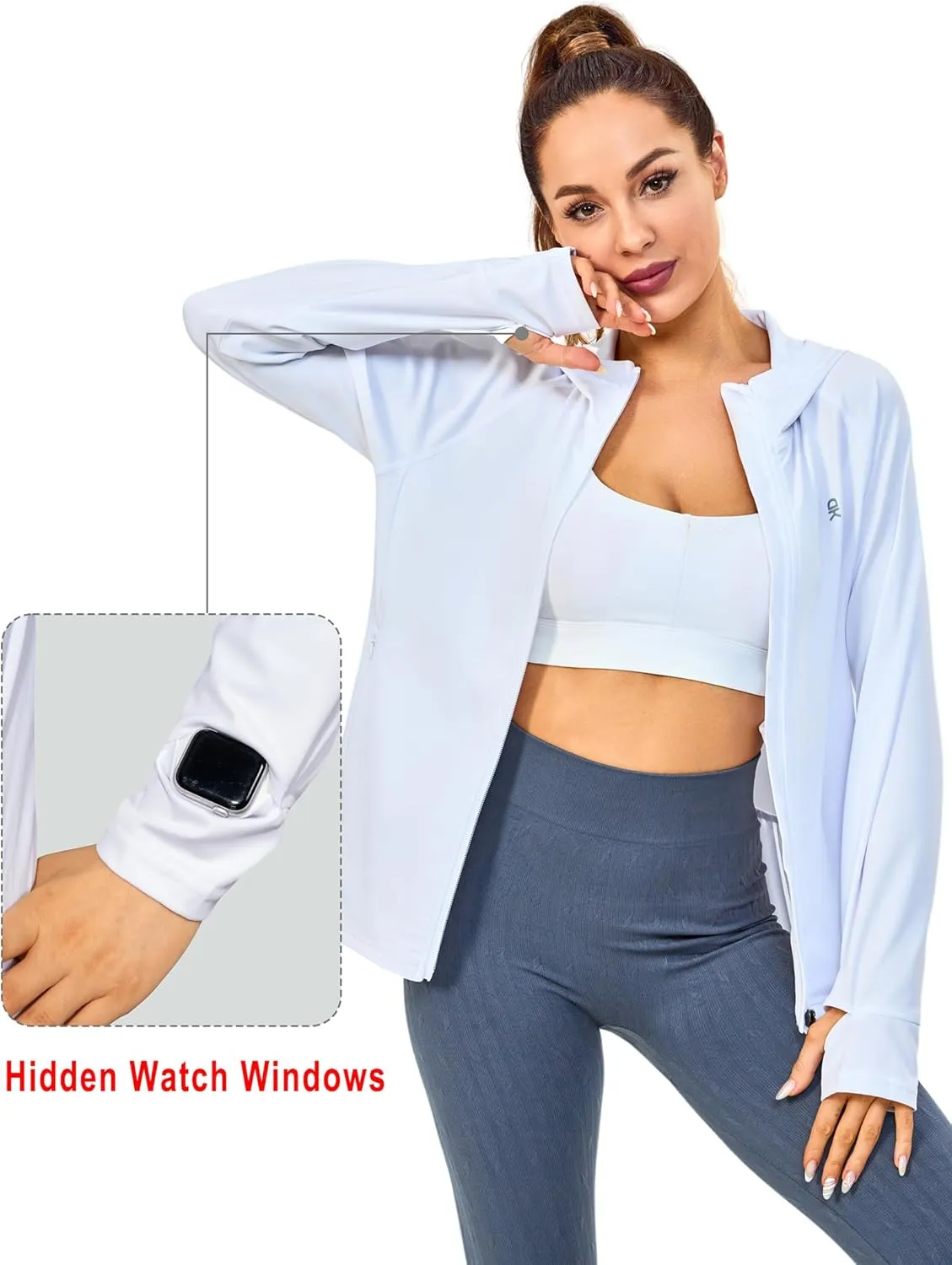 Little Donkey Andy Women's Golf Hoodie Jacket with Pleated Tennis Skirt Hem Full Zip Sun Protection Running Athletic Jackets