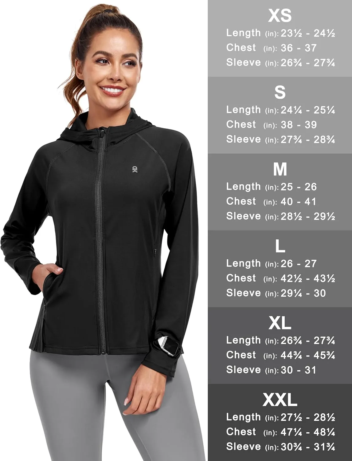 Little Donkey Andy Women's Golf Hoodie Jacket with Pleated Tennis Skirt Hem Full Zip Sun Protection Running Athletic Jackets
