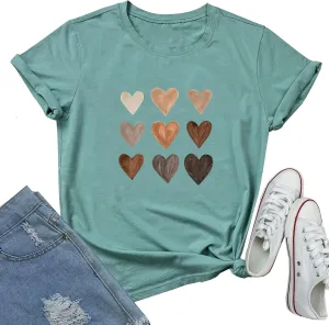 LOOKFACE Women Cute Tops Heart Graphic Tees