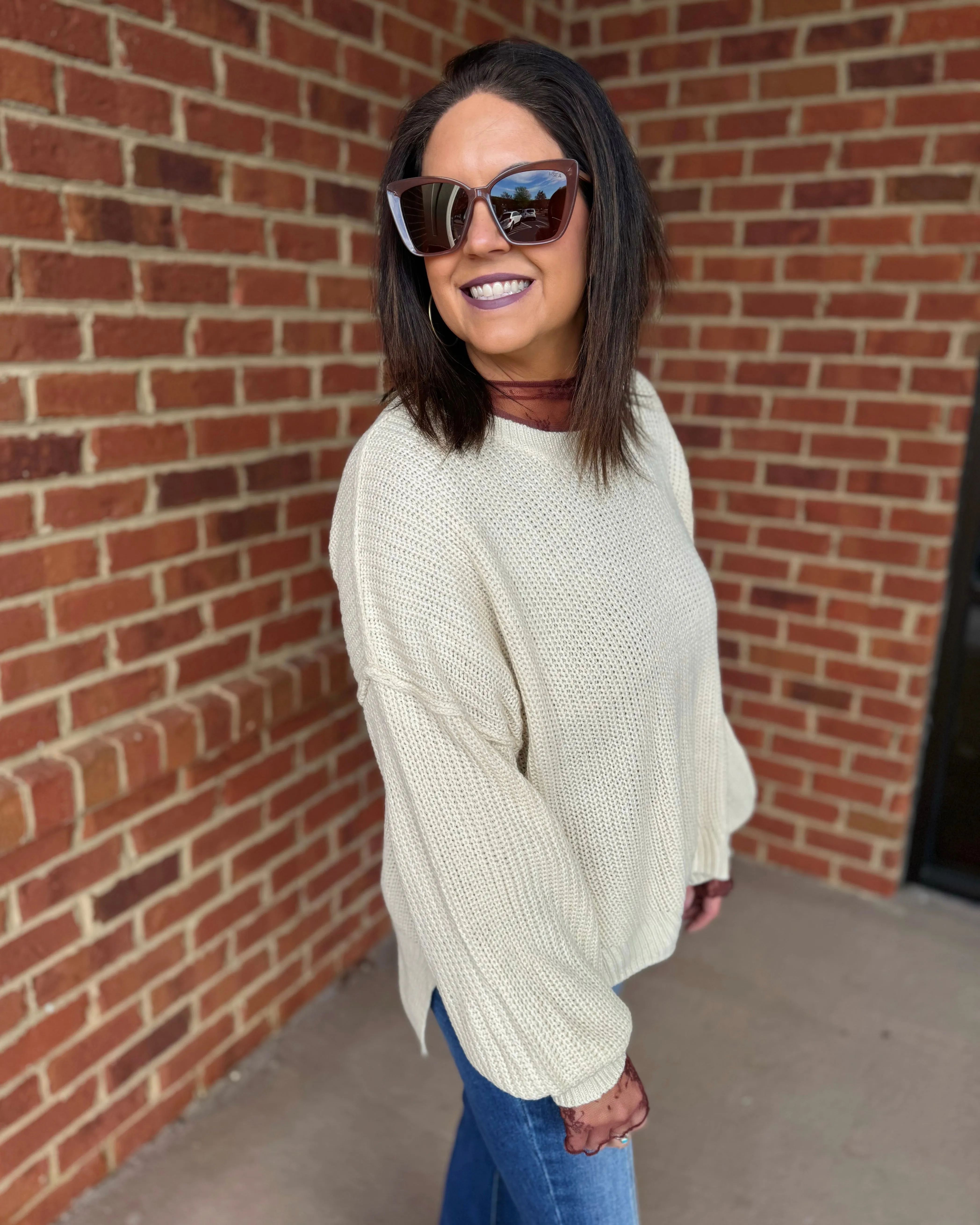 Mara CURVY Knit Sweater in Beige FINAL SALE