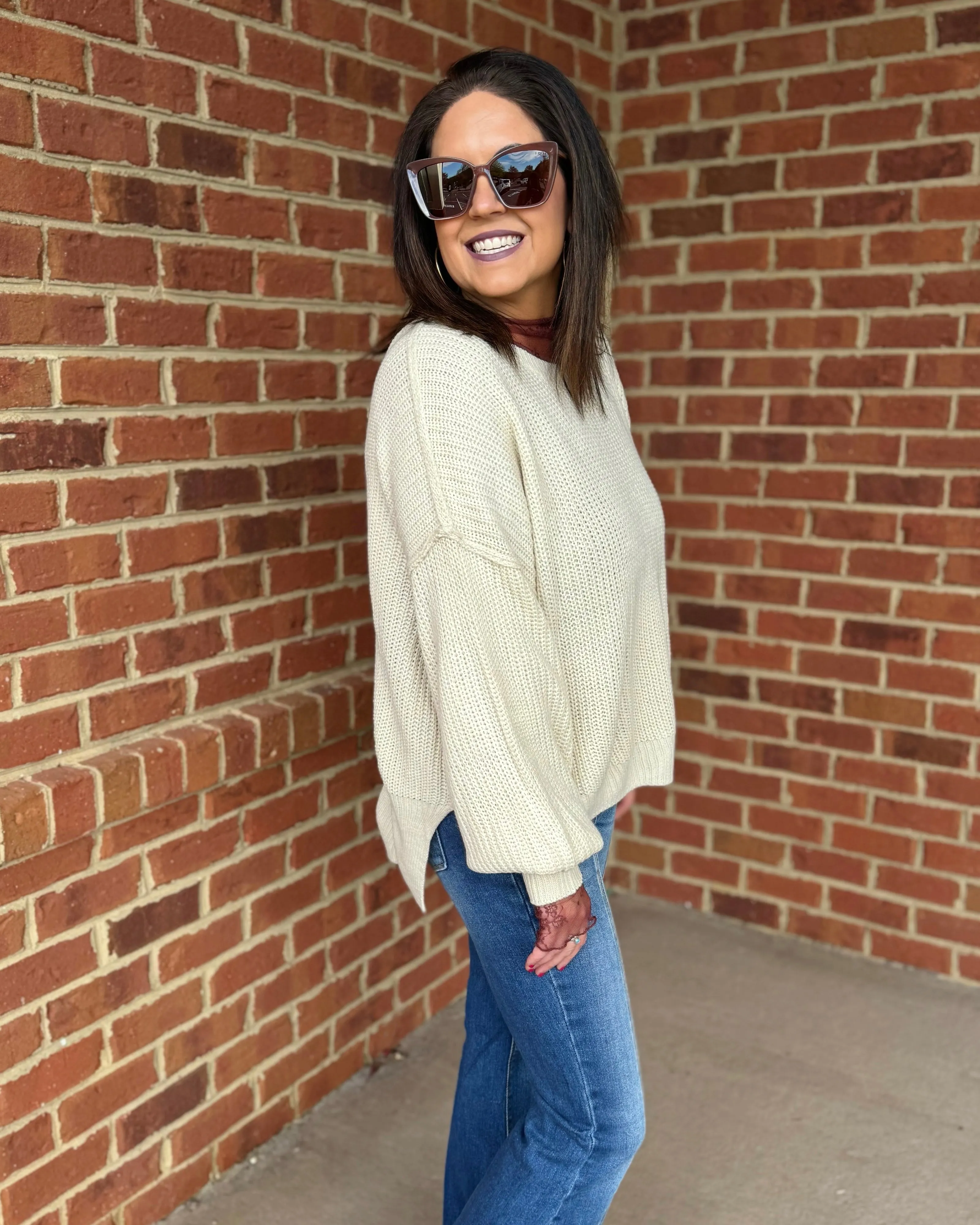Mara CURVY Knit Sweater in Beige FINAL SALE