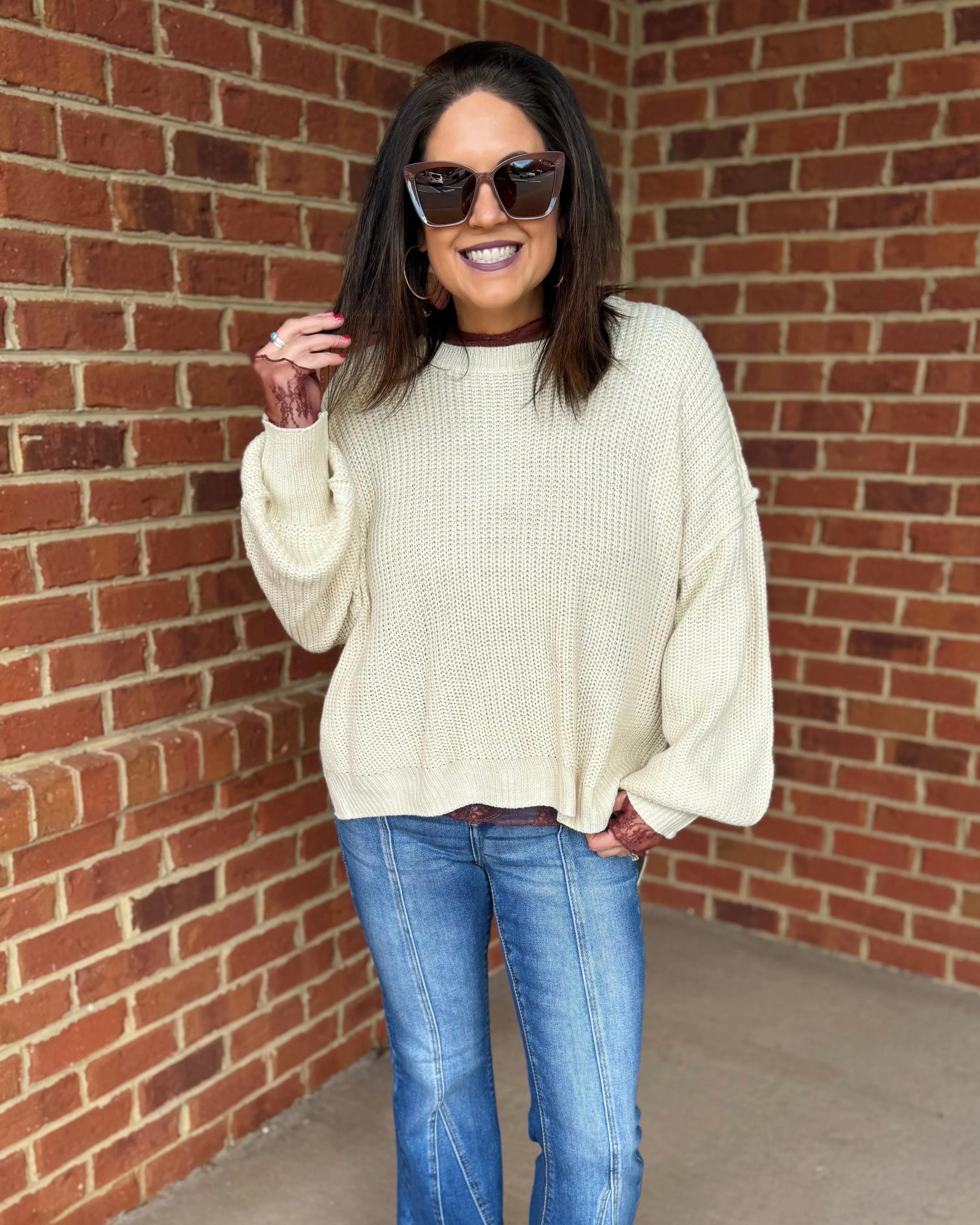 Mara CURVY Knit Sweater in Beige FINAL SALE