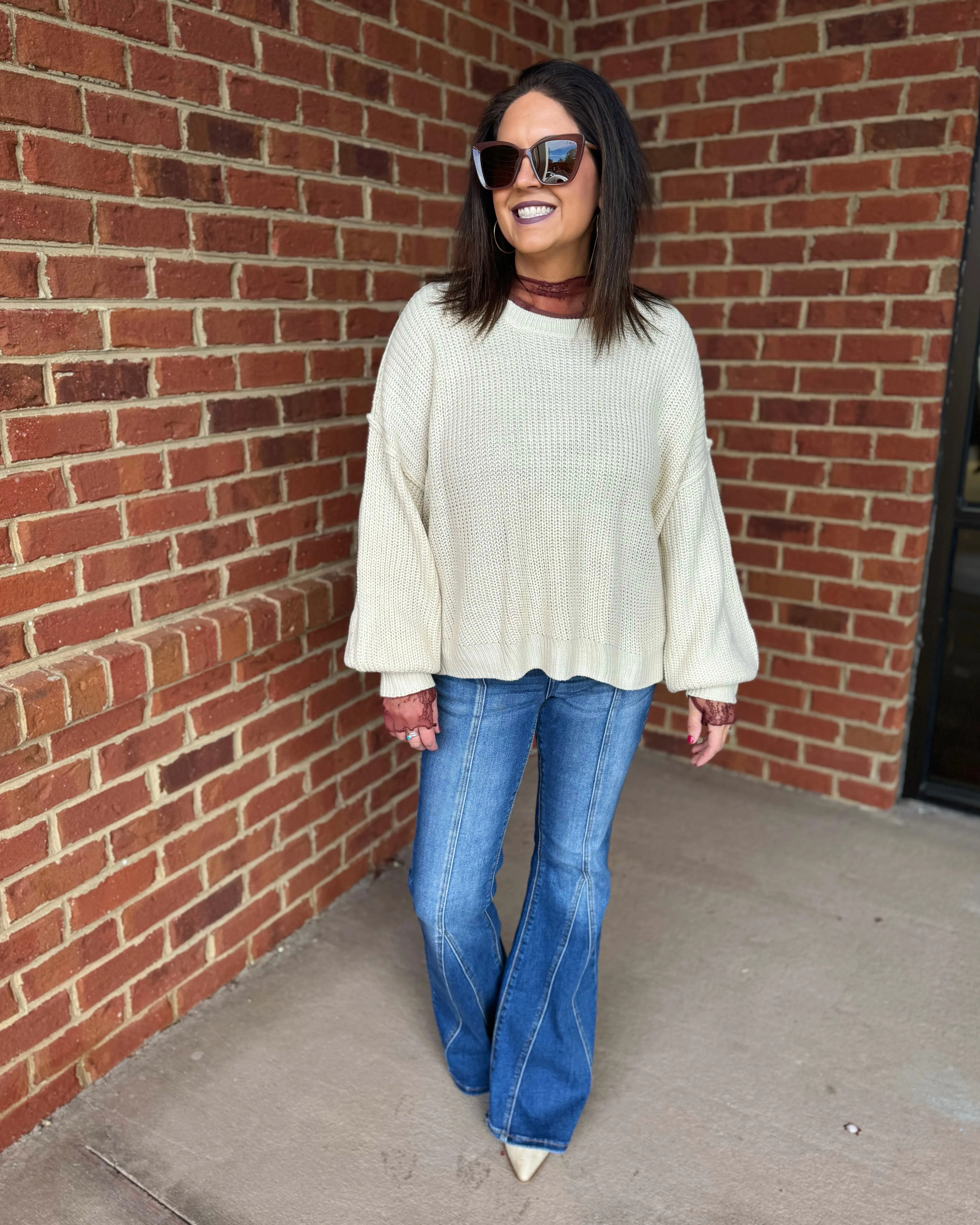 Mara CURVY Knit Sweater in Beige FINAL SALE