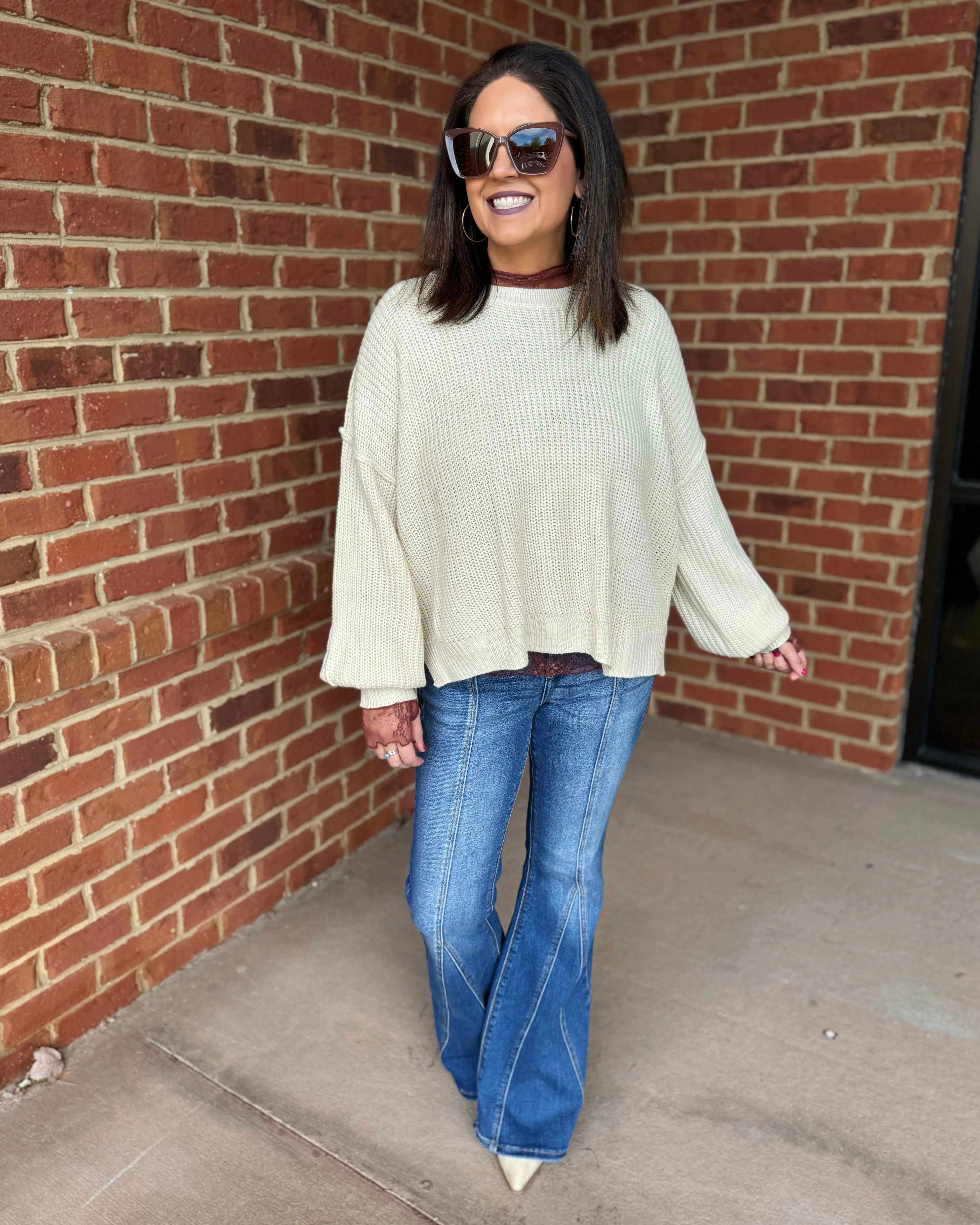 Mara CURVY Knit Sweater in Beige FINAL SALE