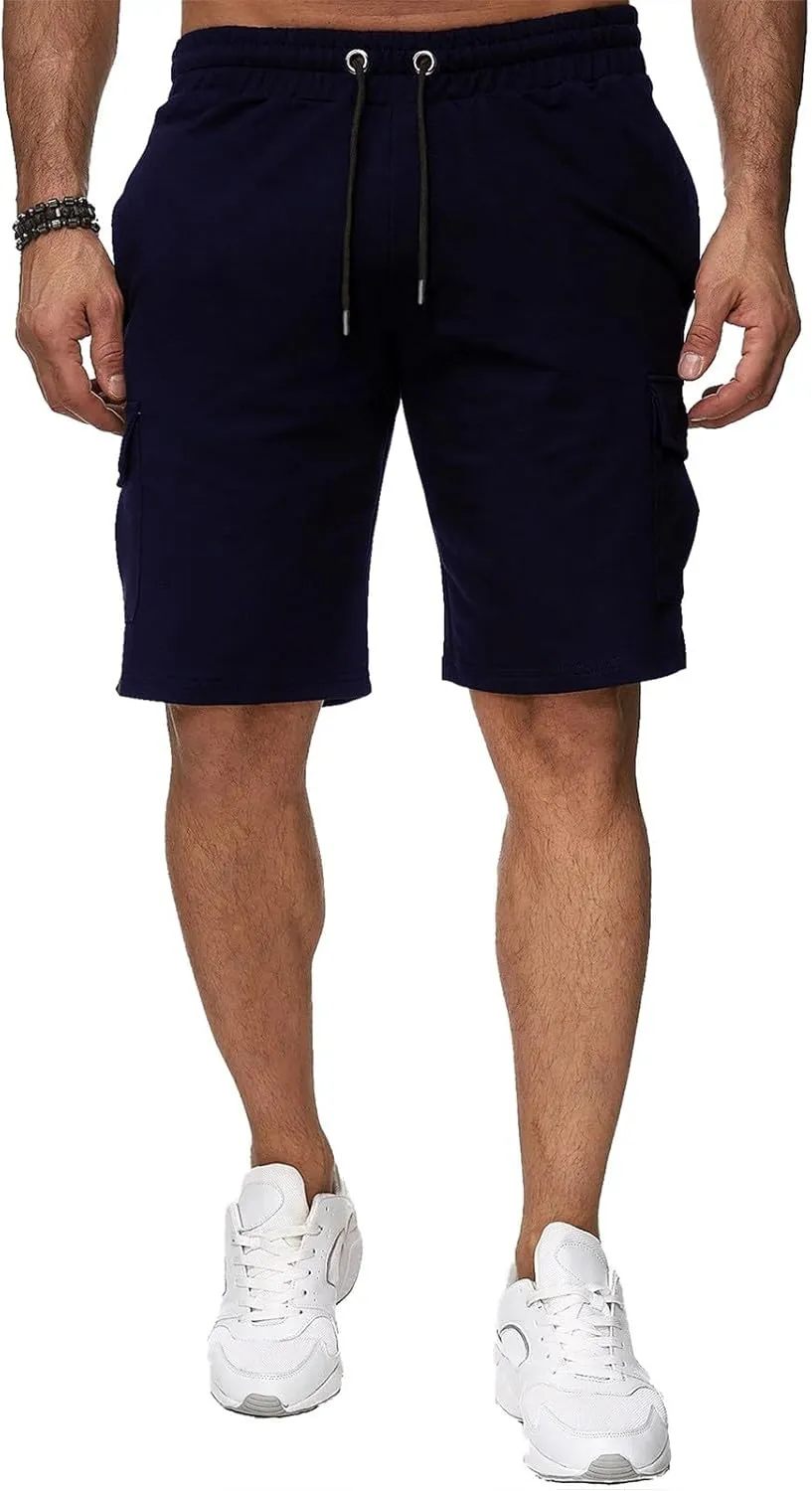 Mens Casual Shorts Knee Length Elastic Drawstring Straight Loose Sports Pants Outdoor Hiking Fishing Combat Tactical Bermuda