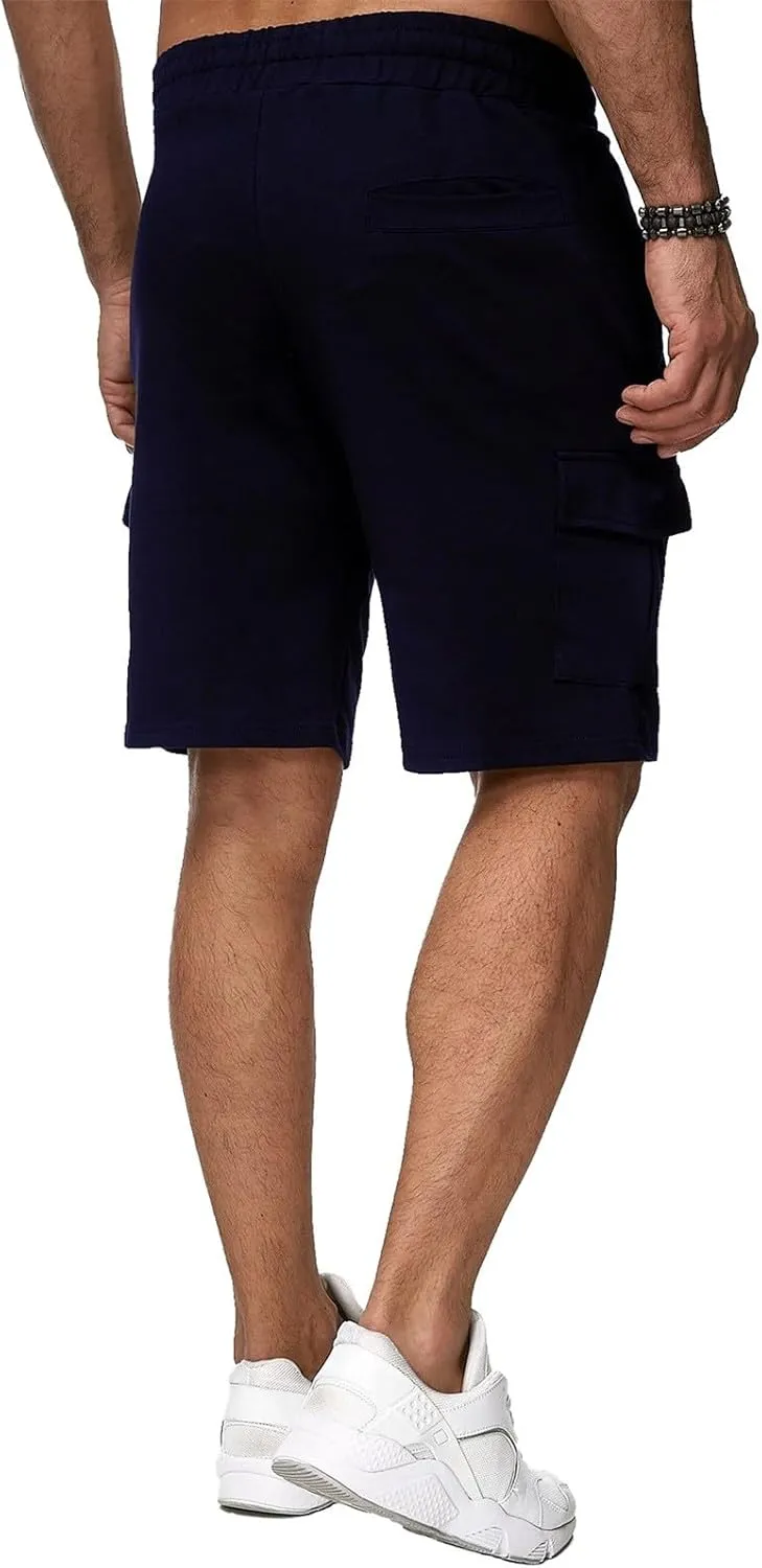 Mens Casual Shorts Knee Length Elastic Drawstring Straight Loose Sports Pants Outdoor Hiking Fishing Combat Tactical Bermuda