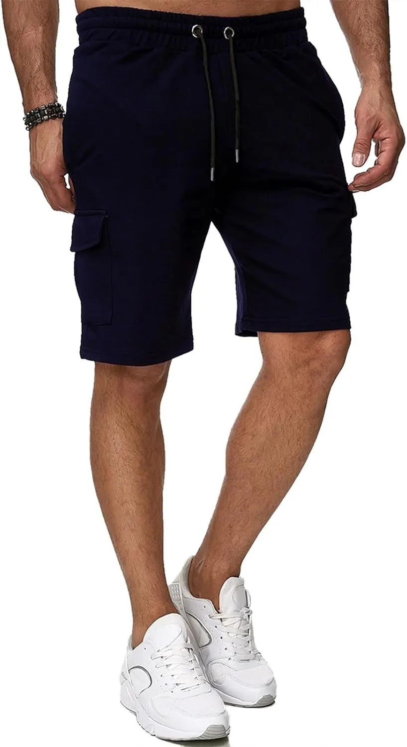 Mens Casual Shorts Knee Length Elastic Drawstring Straight Loose Sports Pants Outdoor Hiking Fishing Combat Tactical Bermuda