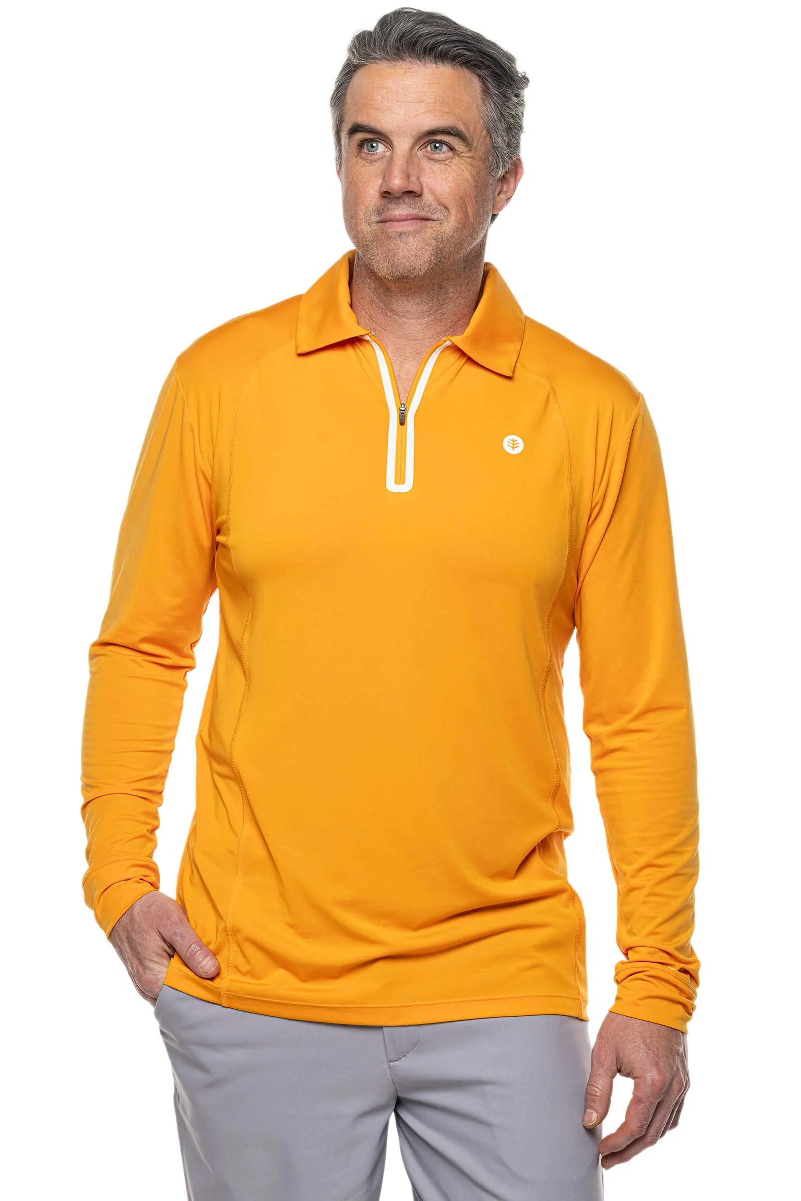 Men's Drive Golf Long Sleeve Polo | Apricot Crush