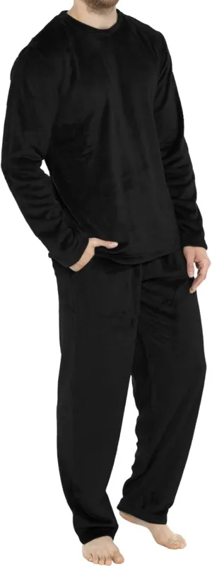 Mens Flannel Pajamas Sets Soft Winter Warm Cozy Pjs Sleepwear Long Sleeve Pullover Tops Lounge Pants Loungewear