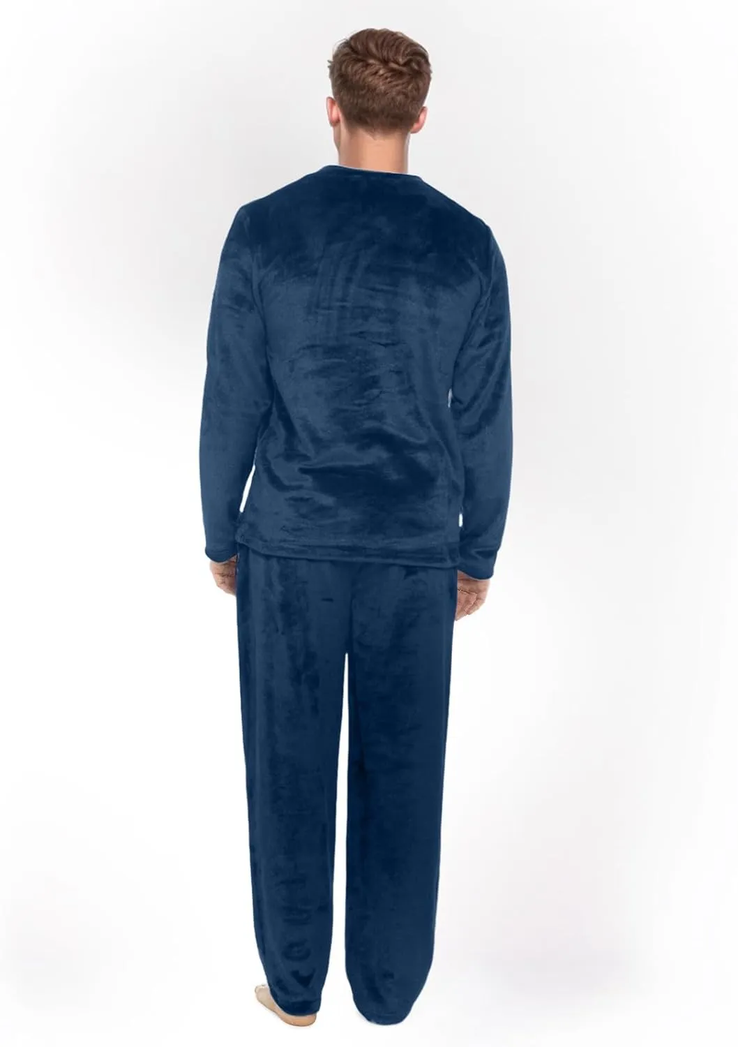 Mens Flannel Pajamas Sets Soft Winter Warm Cozy Pjs Sleepwear Long Sleeve Pullover Tops Lounge Pants Loungewear