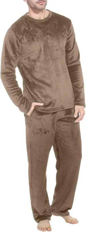 Mens Flannel Pajamas Sets Soft Winter Warm Cozy Pjs Sleepwear Long Sleeve Pullover Tops Lounge Pants Loungewear