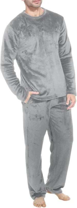 Mens Flannel Pajamas Sets Soft Winter Warm Cozy Pjs Sleepwear Long Sleeve Pullover Tops Lounge Pants Loungewear