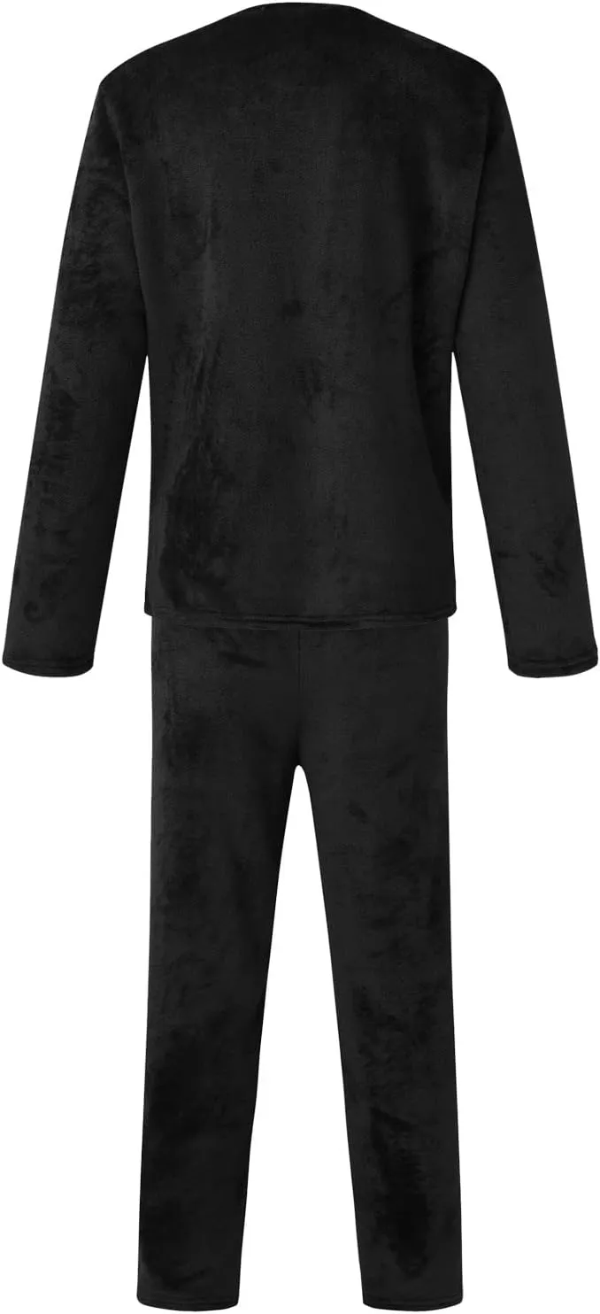 Mens Flannel Pajamas Sets Soft Winter Warm Cozy Pjs Sleepwear Long Sleeve Pullover Tops Lounge Pants Loungewear
