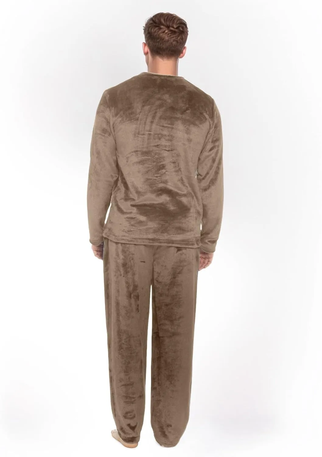 Mens Flannel Pajamas Sets Soft Winter Warm Cozy Pjs Sleepwear Long Sleeve Pullover Tops Lounge Pants Loungewear