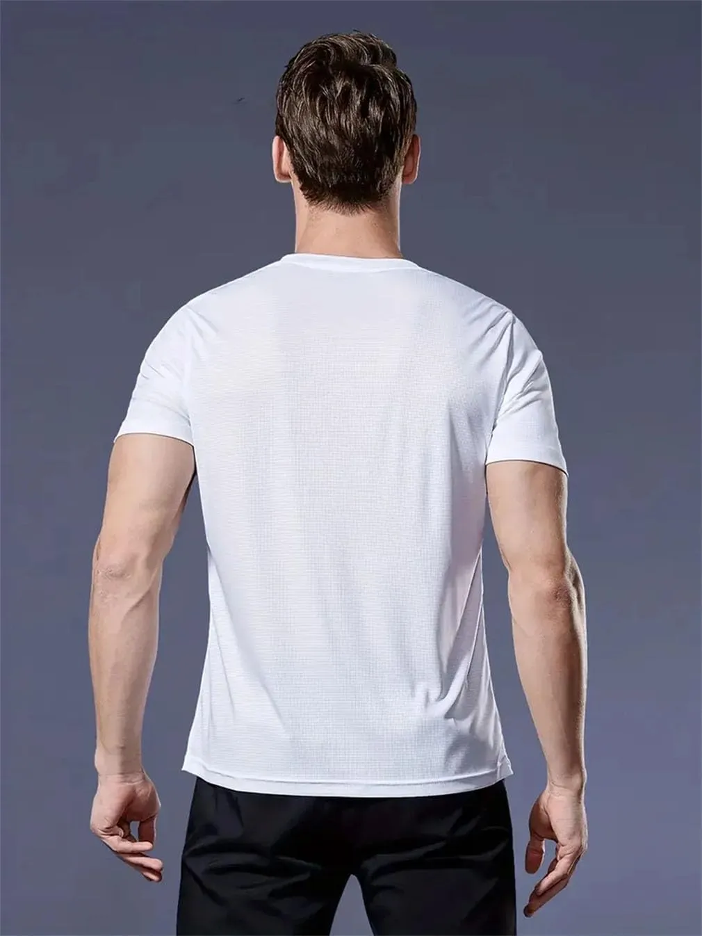 Men's Quick Dry T-Shirts 9 Pack White Breathable Round Neck Tees for Gym Running Fitness Lightweight Sweat Shirt Tops