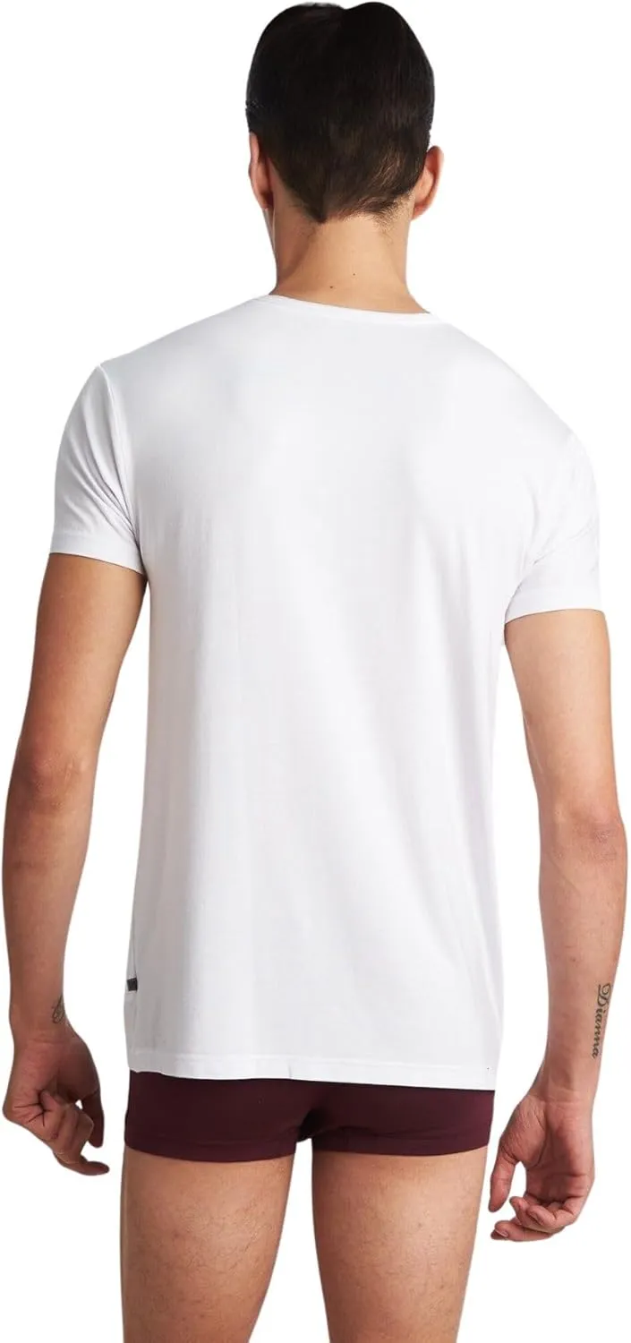 Men's V-Neck Undershirts 2 Pack  Soft Breathable Micro Modal Slim Fit Lightweight Tees Multicolor T-Shirts