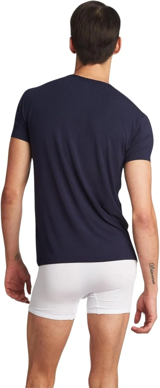 Men's V-Neck Undershirts 2 Pack  Soft Breathable Micro Modal Slim Fit Lightweight Tees Multicolor T-Shirts