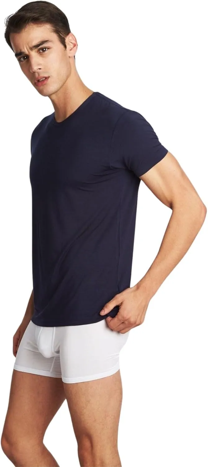 Men's V-Neck Undershirts 2 Pack  Soft Breathable Micro Modal Slim Fit Lightweight Tees Multicolor T-Shirts