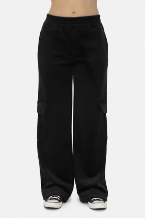 Mono B Black Elastic Waist Corduroy Cargo Pants