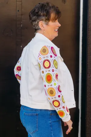 Multiples: Cuffed Two Pocket Jean Jacket in White M15403JM