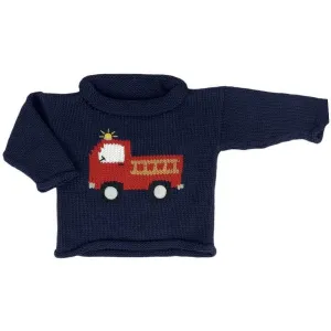 Navy Firetruck Roll Neck Sweater