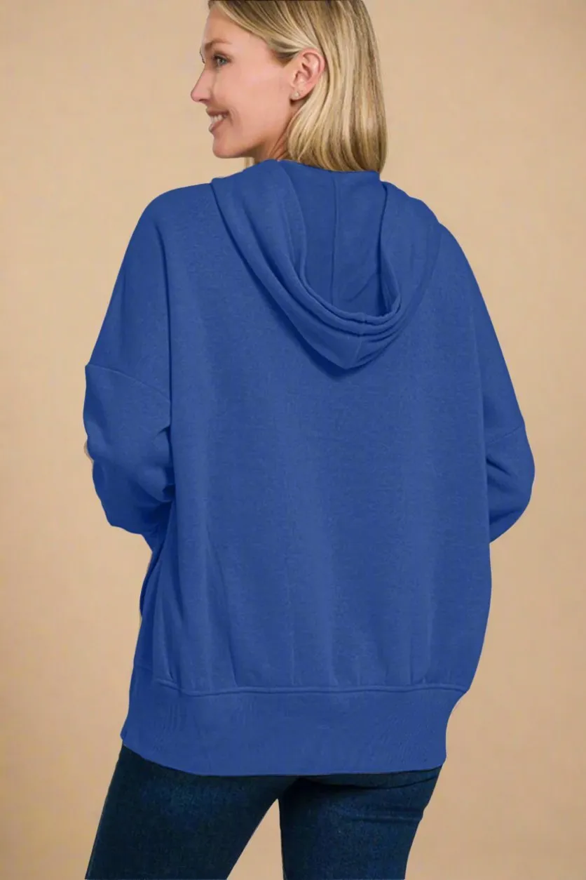 Navy Half Snap Long Sleeve Hoodie