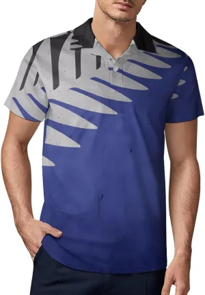New Zealand Flag Classic Polo Shirts for Men Quick Dry Short Sleeve Fit Golf Tees Casual Tops