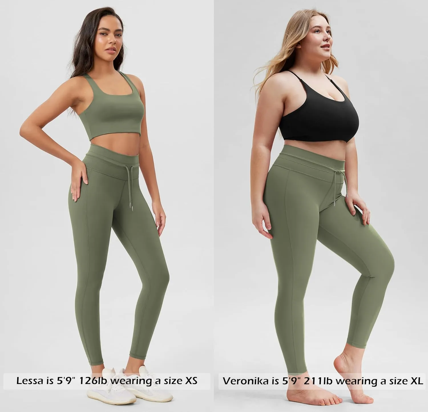 ODODOS Women's Drawstring Tie Daily Leggings 25" / 28" High Waist Workout Yoga Pants