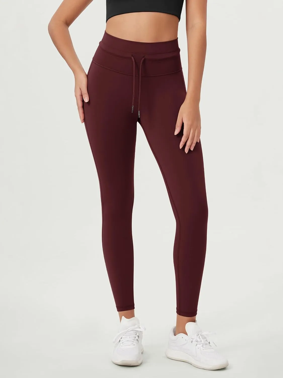 ODODOS Women's Drawstring Tie Daily Leggings 25" / 28" High Waist Workout Yoga Pants