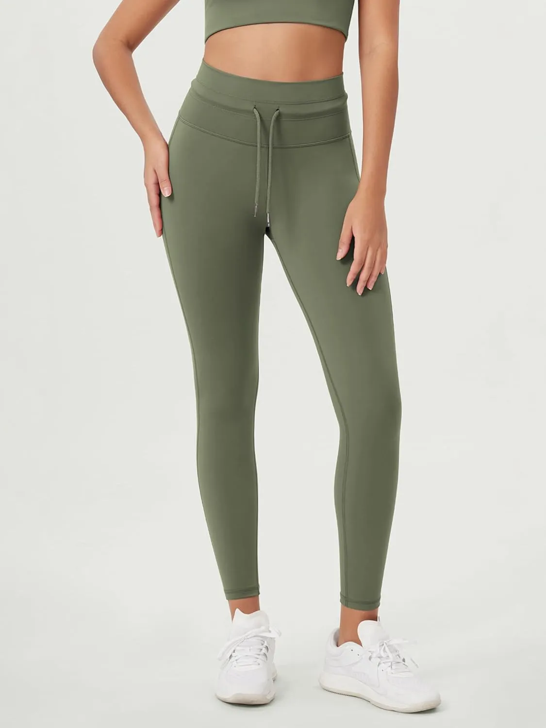 ODODOS Women's Drawstring Tie Daily Leggings 25" / 28" High Waist Workout Yoga Pants