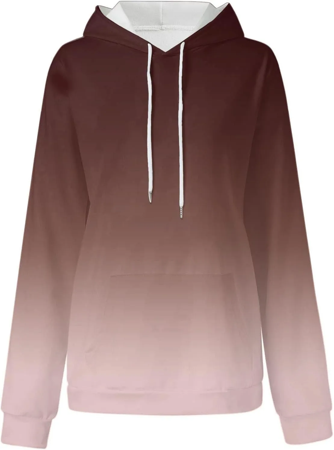Oversized Sweatshirt for Women Gradient Pullover Hoodies Drawstring Fashion Y2K Hooded Tops Sweatshirts with Pockets